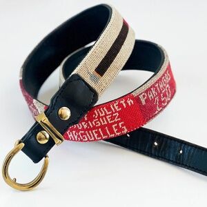 Crafty Fox Women's Leather Equestrian Needlepoint Belt-Cigar Theme